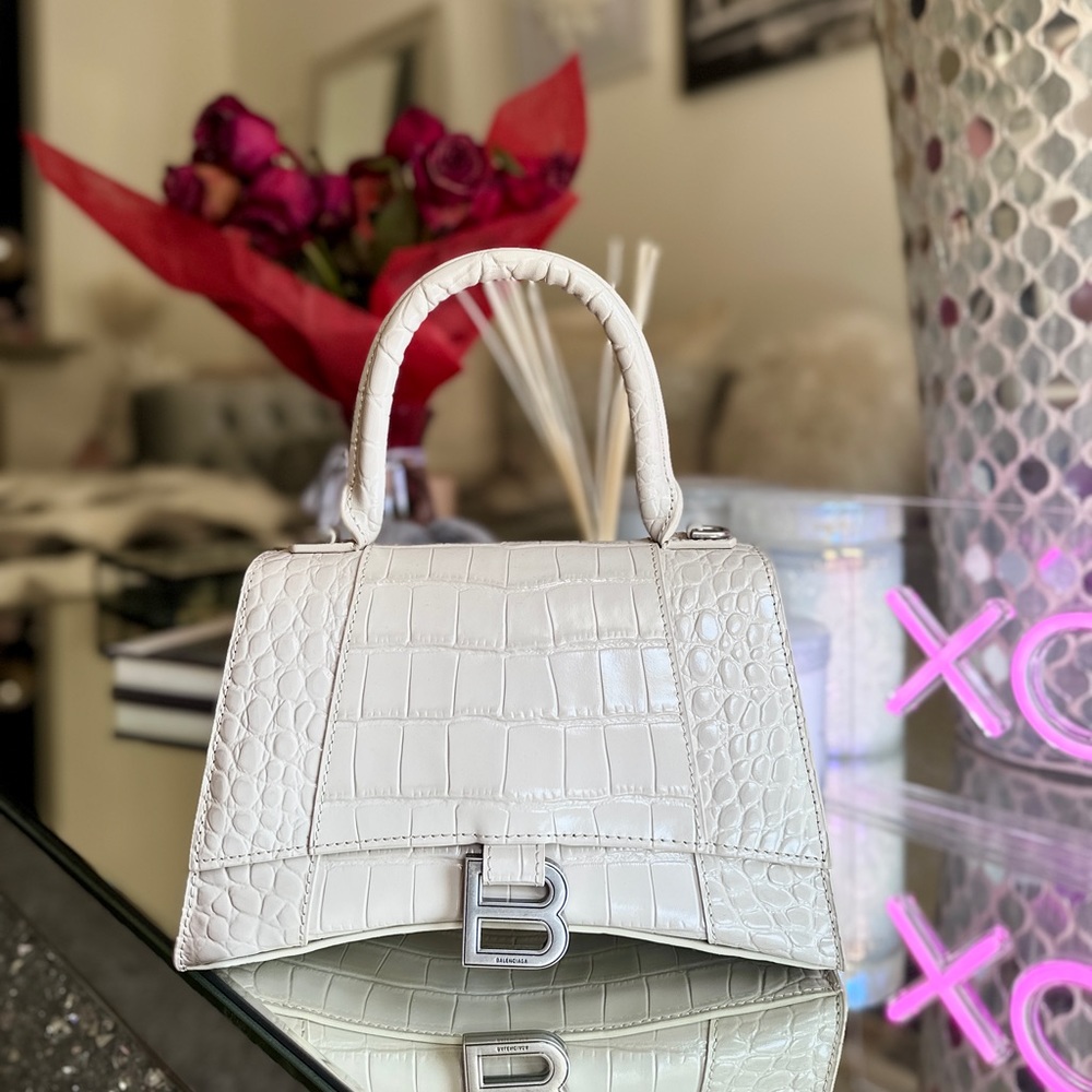 Balenciaga Hourglass Small Croc Handbag